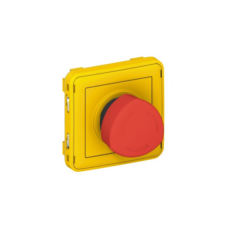 Emergency stop button Plexo IP55 - stay-put 1/4 release- modular - gri/yellow