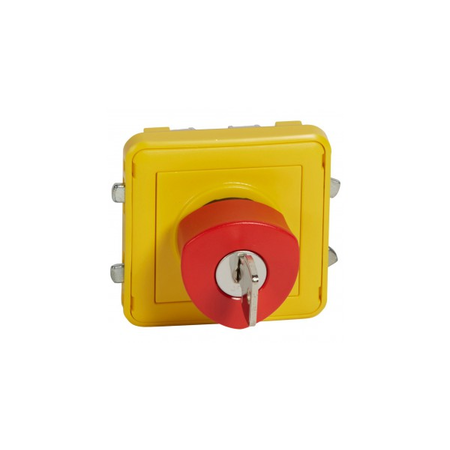 Emergency stop button Plexo IP55-cu key-N/C+N/O contact- modular-gri/yellow