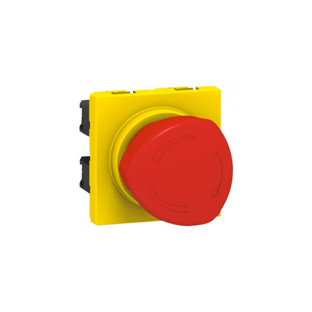 Emergency stop mushroom head push-button Mosaic - 1/4 turn - 2 module - alb