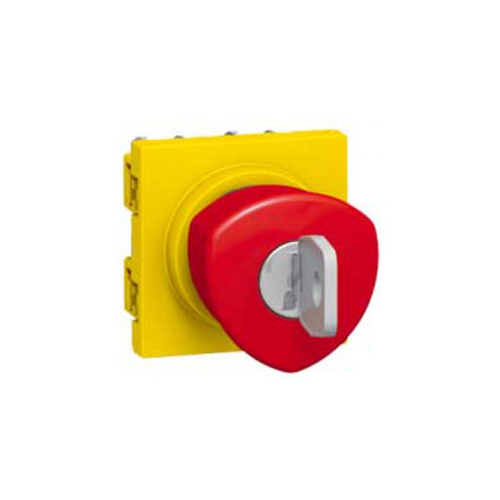 Emergency stop mushroom head push-button Mosaic - cu key - 2 module - alb