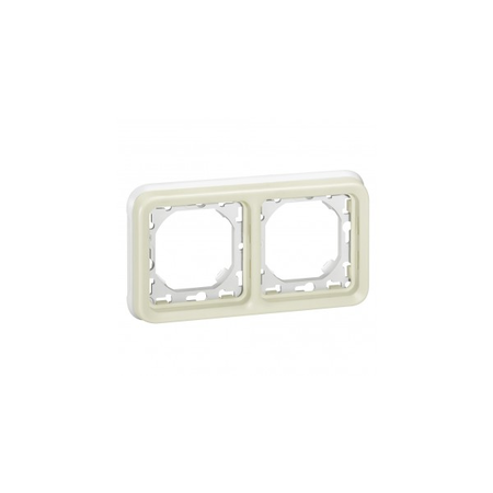 Flush mounting rama suport plexo ip55 - 2 module horizontal - alb