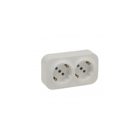 Priza schukos 2x2P+E pentruix inclined 45°- surface mounting - IP2X - 16A 250V~ - ivory