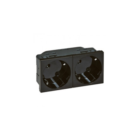 Multi-support Priza schuko outlet pentru trunking - 2x2P+E inclined 45° - automatic terminals - negru