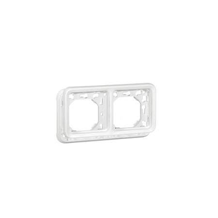 Plate support Plexo IP55 antibacterial-2 module-horiz mounting-modular-Artic alb