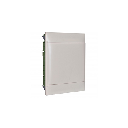 Practibox S Montaj incastrat cabinet pentru zidarie - earth + neutral terminal blocks - Usa alba - 2 randuri - 12 module/rand