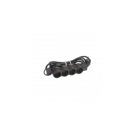 Prelungitor - German standard - 4x2P+E - unswitched - 3 m cord - negru