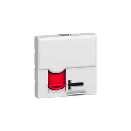 RJ 45 priza Mosaic - category 6A STP + controlled access - 2 module - alb cu rosu shutter