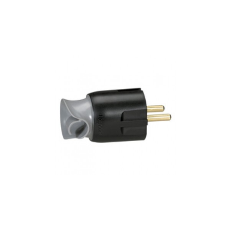 Stecher 2p+e - 16 a - fr/german standard - cable orientation - negru/gri - gencod label
