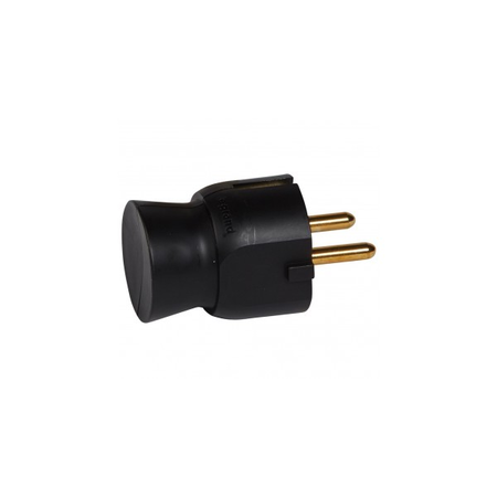 Stecher 2p+e - 16 a - german standard - plastic side outlet - negru - gencod lasonerie belling