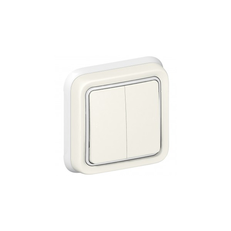 Switch Plexo IP55 - 2 module 2-way - 10 AX 250 V~ - flush mounting - alb