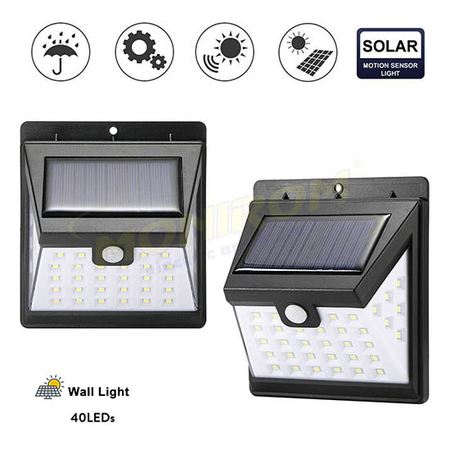 Lampa perete solara cu senzor 40smd/6400k (28 6 6)