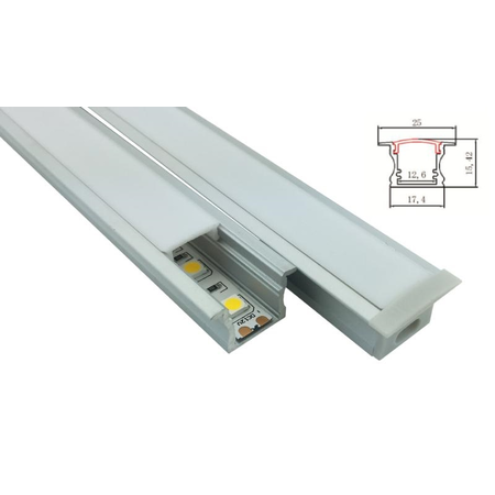 Profil ingropat cu dispersor pentru banda led rigida yf-125 / aluminiu