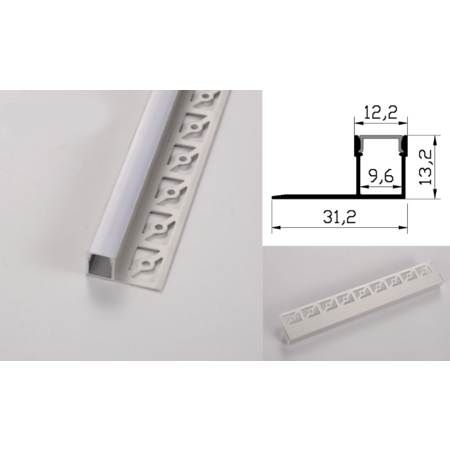 Profil led aluminiu pxg- 301/1 – ingropat/gips carton/1m