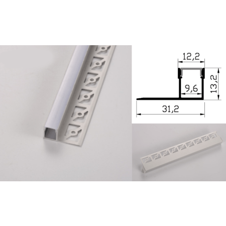 Profil led aluminiu PXG- 301/1 – ingropat/gips carton/1m