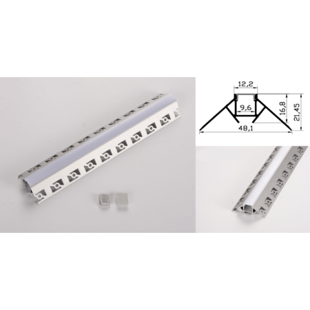Profil led aluminiu pxg- 302/2 – colt exterior/ingropat/gips carton/2m