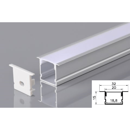 Profil led aluminiu pxg-2015a/2 – ingropat/gips carton/2m