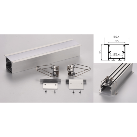 Profil led aluminiu PXG-3535A/2 – ingropat/gips carton/2m