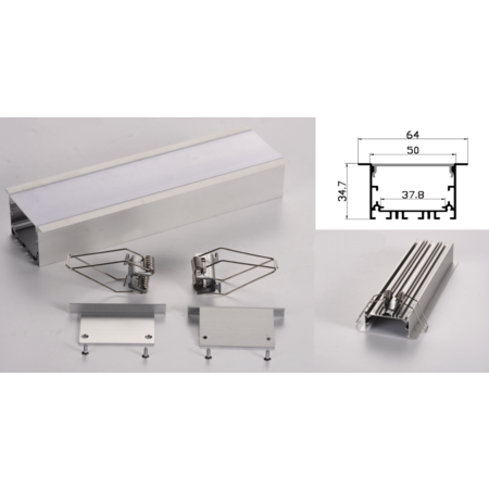 Profil led aluminiu pxg-5035a/2 – ingropat/gips carton/2m