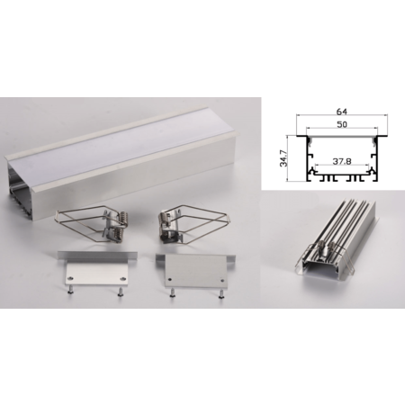 Profil led aluminiu PXG-5035A/2 – ingropat/gips carton/2m