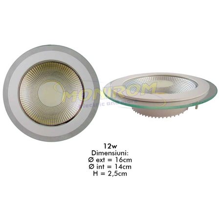 Spot Led COB sticla 12w/6500k 3000k 4000k (round) *TV 0,25ron