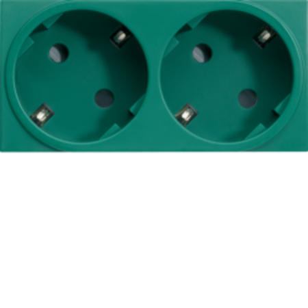 Priză dublă SCHUKO 45 mm, 16A, 230V, verde, 4M QC