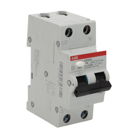 Siguranta automata bipolara cu protectie diferentiala 16A 30mA DS201 AC-C16/0,03A ABB