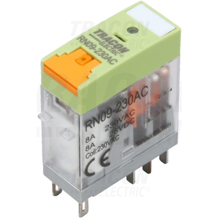 Releu print cu buton de test și indicator de stare\n110v ac / 2×co (8a, 230v ac / 30v dc)