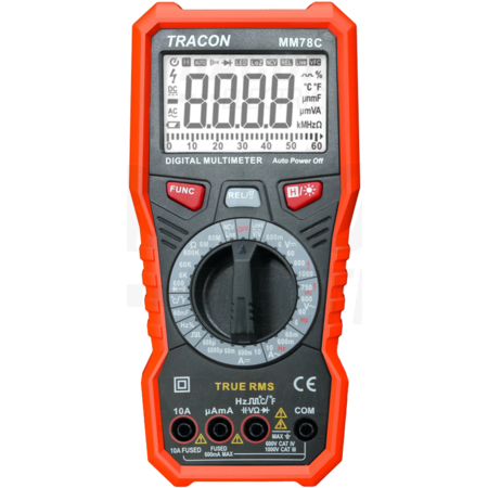 Multimetru digital trms\nacv, dcv, aca, dca, trms, ohm, hz, c, °c, dioda, ncv, signal