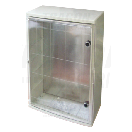 Cutie de distribuţie din material plastic, ușă transparentă\nh×w×d=600×500×220mm, ip65, ik10, 1000v ac/dc, ral7035