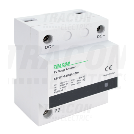 Descărcător de supratensiuneT1+T2, integrat, DCUcpv: 1200V; Iimp:12,5kA; In:20kA; Imax:50kA; Up:4kV