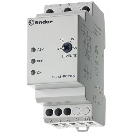 Releu de supraveghere/monitorizare și control - 1 contact, 10 a, fara memorarea defectului, c (contact comutator), 400 v, c.a. (50/60hz), supravegherea retelei trifazate de c.a., reglabilitate: asimetrie, lipsa fazei, succesiunea fazelor, fara intarz