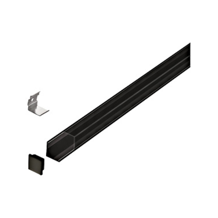 LED-Stripe Corner Profile Clear Cover black, 1000mm