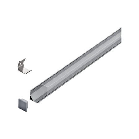 LED-Stripe Corner Profile, Clear cover, anodized, 2000mm
