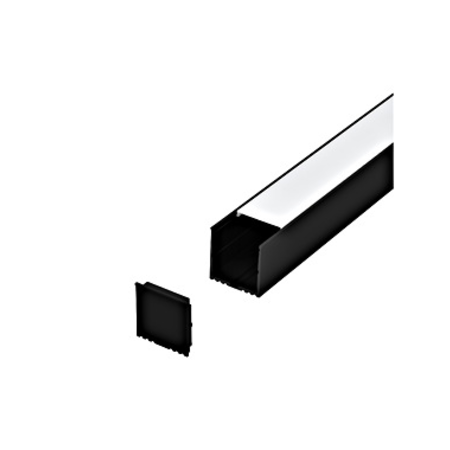 LED-Stripe Profile surface with opal Cover black IP20 2000mm