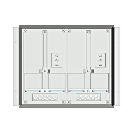 Meter box insert 1-row, 2 meter boards / 8 modul heights