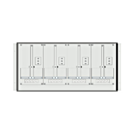 Meter box insert 1-row, 4 meter boards / 9 modul heights