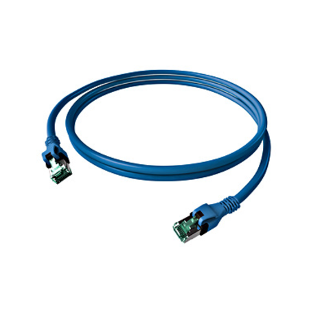 Patchcablu Cat.6a push pull ecranat RJ45 albastru , LS0H,10m