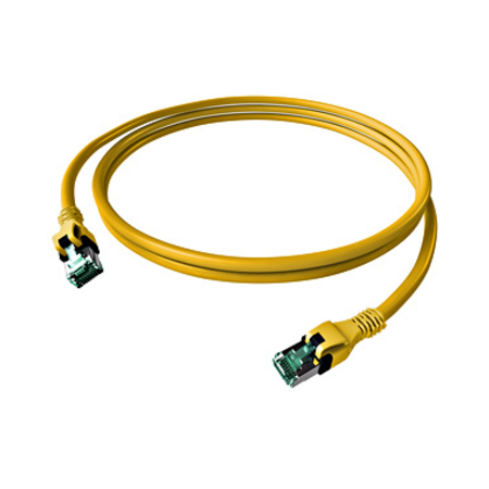 Patchcablu Cat.6a push pull ecranat RJ45 galben , LS0H, 1m