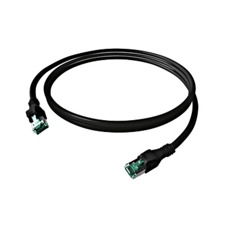 Patchcablu Cat.6a push pull ecranat RJ45 negru , LS0H, 1m