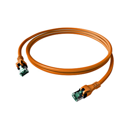 Patchcablu Cat.6a push pull ecranat RJ45 portocaliu,LS0H,10m