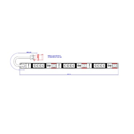 PDU Vertical 12xC13,4xC19 4,5m fisa CEE,AL,32A 400V,prot. Th