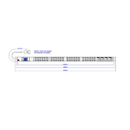 PDU Vertical 24xC13, 4xC19, 2m fisa C20,AL,16A 230V,clipsuri