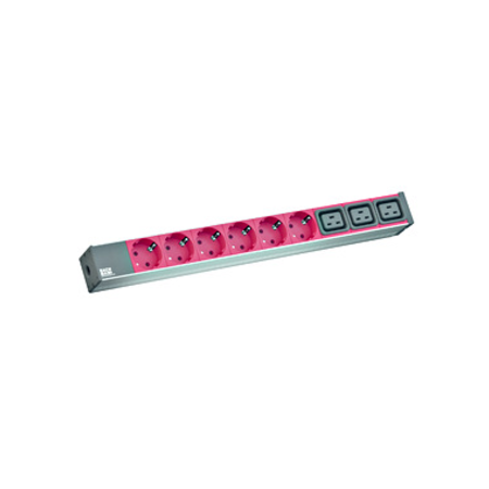 PDU19\'\' 6XSchuko+3XC19, 2m fisa C20 si AL- Negru-prize Rosii