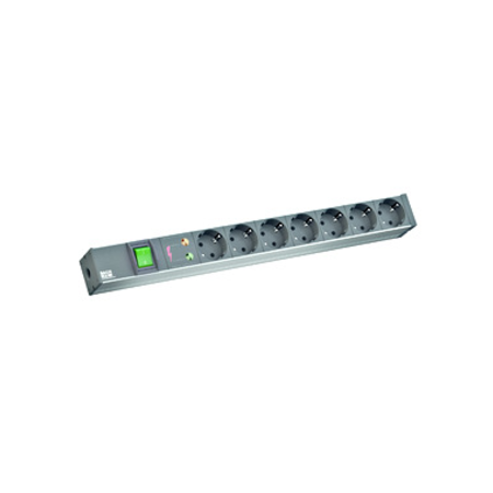 PDU19\'\' 7xSchuko, 2 m fisa Schuko, AL- Negru, intr.,prot.