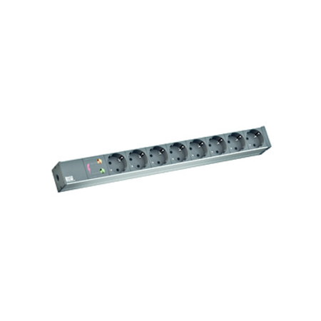 PDU19\'\' 8xSchuko, 2 m fisa Schuko, AL- Negru,prot.