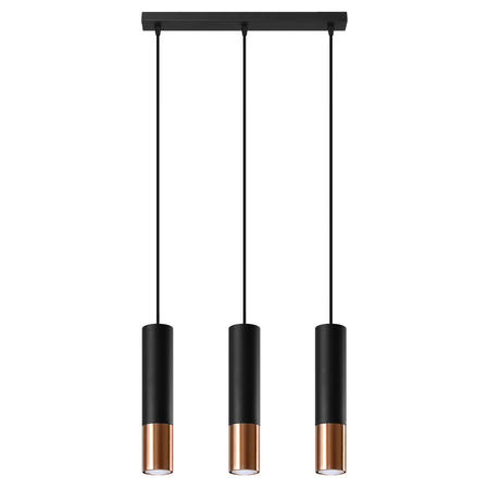 Lampa suspendata LOOPEZ 3L negru/copper