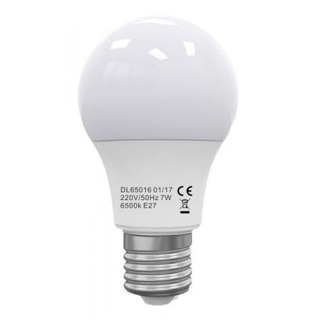 Bec Led E27, model glob A60, 7W=60W, 6400K, lumina rece, ore functionare 15.000