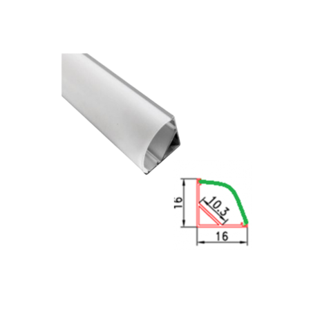 Profil aluminiu 1m colt rotund 16x16/10.3mm