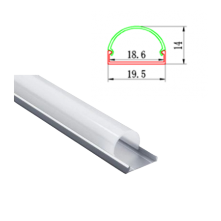 Profil aluminiu 1m convex 19.5x14.9/18.6mm