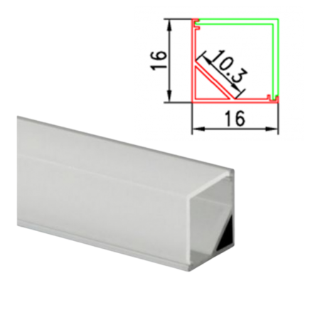 Profil aluminiu 2m colt 90 grade 16x16/10.3mm